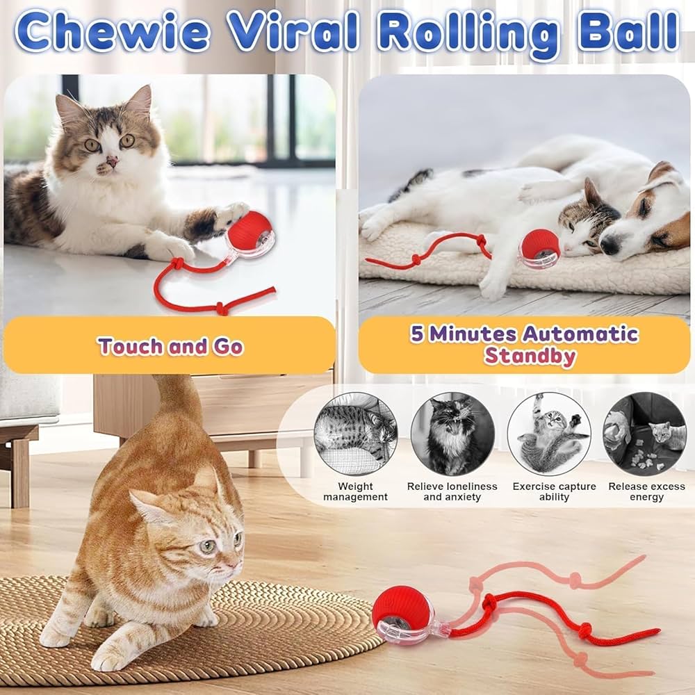 Smart Interactive Pet Rolling Ball – Automatic Toy for Dogs & Cats | Rechargeable & Motion-Activated