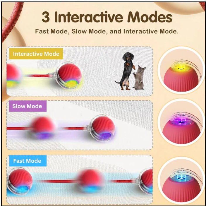 Smart Interactive Pet Rolling Ball – Automatic Toy for Dogs & Cats | Rechargeable & Motion-Activated